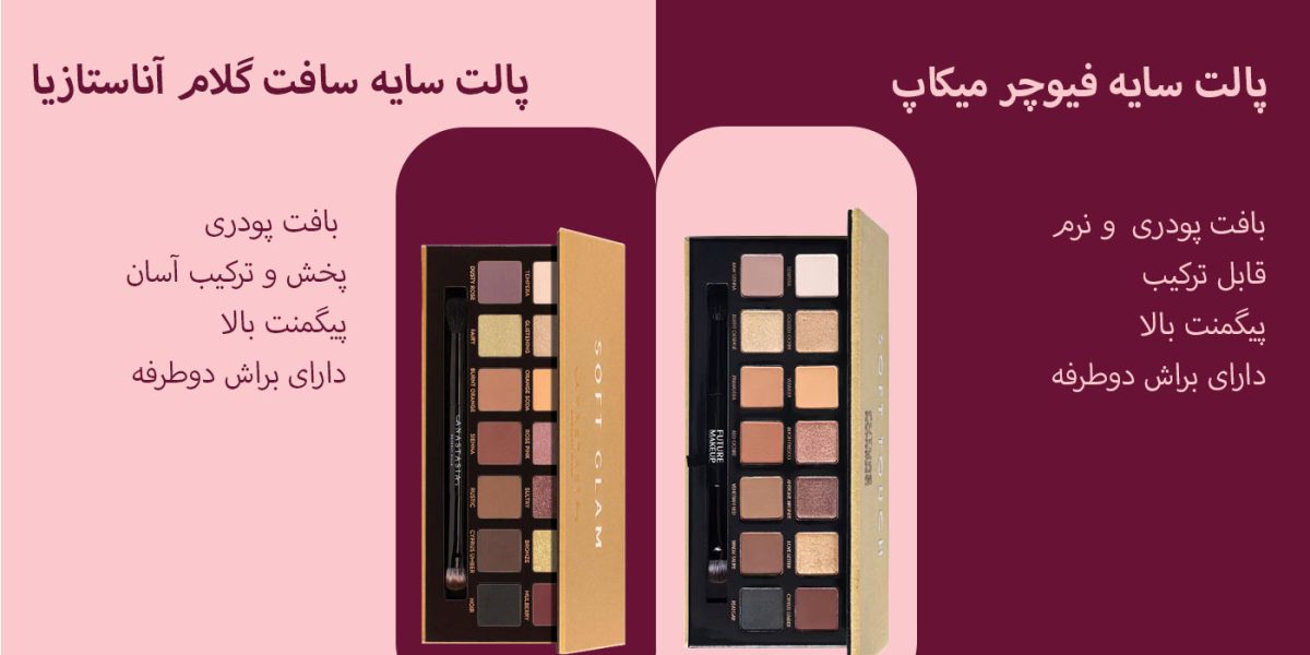 مقایسه پالت سایه فیوچر میکاپ با پالت سایه آناستازیا